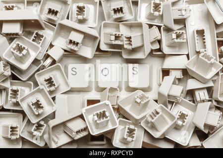 Word sos from a heap of computer keys Stock Photo