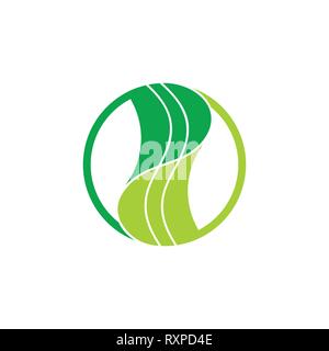 linked stripes leaf logo vector Stock Vector