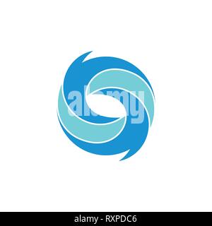 letter s curves circles blue waves rotation simple logo vector Stock Vector
