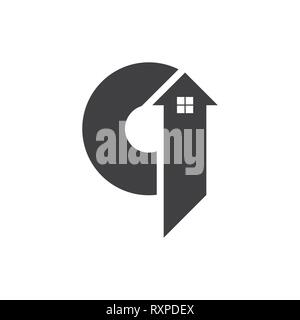 abstract letters q home arrow logo vector Stock Vector