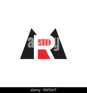letters mr simple negative space triangle geometric logo Stock Vector