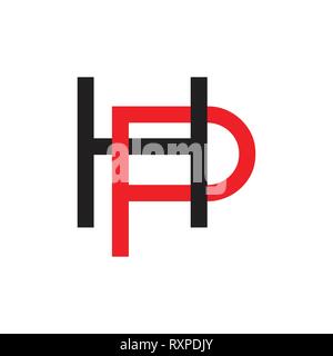letter hp linked line design geometric logo Stock Vector