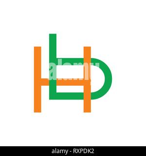letter hb linked line design geometric logo Stock Vector