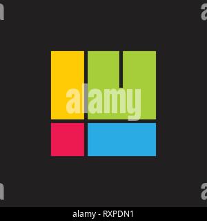 letter iu square colorful geometric logo vector Stock Vector