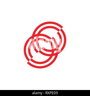 linked chain simple geometric line logo Stock Vector