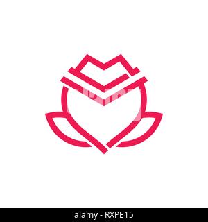 simple red rose geometric line logo vector Stock Vector