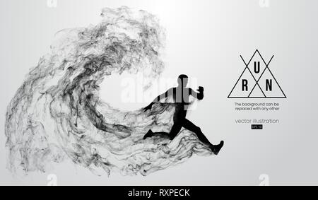 Abstract silhouette of a running athlete man on white background. Athlete runs sprint and marathon. Vector illustration Stock Vector