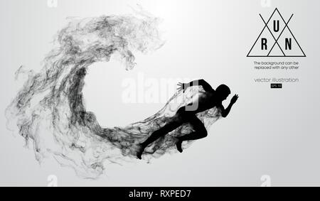 Abstract silhouette of a running athlete man on white background. Athlete runs sprint and marathon. Vector illustration Stock Vector