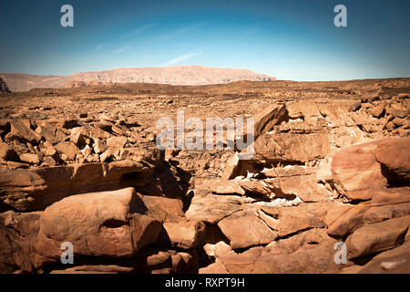 Top view of the colored canyon. Excursion to the color canyon on the Sinai Peninsula. Stock Photo