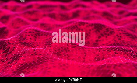 Fantastic triangles abstract connection, effect of sea waves or fabric, connection structure background, 3d rendering backdrop Stock Photo