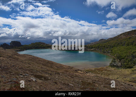 Alpine lake on the Lagunas Altas trail, Patagonia National Park, Aysen, Patagonia, Chile Stock Photo