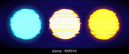 Set of glitched circle Stock Vector