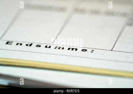 File folder with the sales figures on a desk Stock Photo