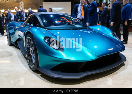 GENEVA, SWITZERLAND - MARCH 6, 2019: Aston Martin Vanquish Vision mid-engine supercar concept  showcased at the 89th Geneva International Motor Show. Stock Photo