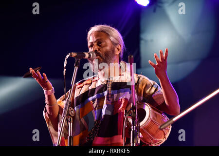 Guwahati, India. 10th Mar 2019. Famous Indian Baul singer Kartik Das Baul of Kolkata performs during Shilpgram Mahotsav organized by Ministry of Culture, Govt. of India at Shilpgram, in Guwahati, Assam, India on Sunday, March 10, 2019. Credit: David Talukdar/Alamy Live News Stock Photo