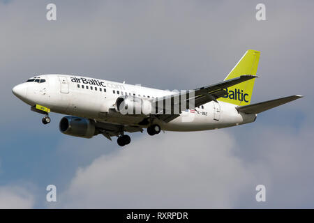 Rome, Italy. 24th Apr, 2014. An Air Baltic Boeing 737-500 seen landing at Rome Fiumicino airport. Credit: Fabrizio Gandolfo/SOPA Images/ZUMA Wire/Alamy Live News Stock Photo