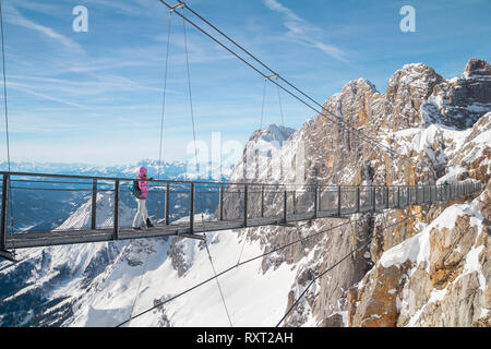 skywalk rope bridge on Dachstein mountain Stock Photo