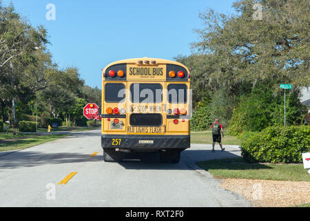 School Bus stopping Vero Beach Stock Photo