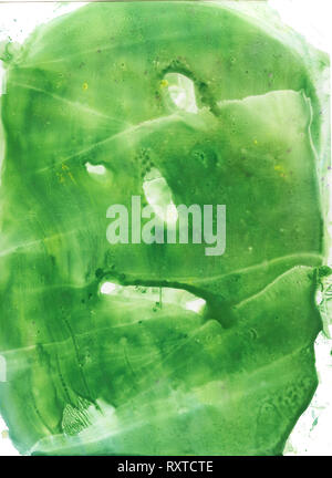 abstract watercolor hand painting green leaves, forest frame on white ...