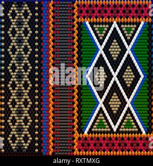 Pattern on Bedouin fabric Sadu. Colorful, bright, eye-catching, holding a look, inspiring. Stock Vector