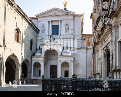 Travel to Italy - Roman Catholic Diocese of Bergamo, St Alexander Cathedral on Piazza Duomo in Citta Alta (Upper Town) of Bergamo city, Lombardy Stock Photo