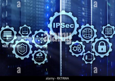 IP Security. Data Protection Protocols. IPSec. Internet and Protection Network concept. Stock Photo