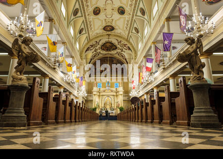 Interior of New Orleans St. Louis Cathedral, New Orleans French Quarter church, New Orleans, Louisiana, LA, United States of America, USA Stock Photo