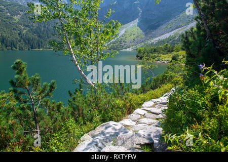 The  path that circles around the lake of Morskie Oko, in the Polish Tatra Mountains Stock Photo