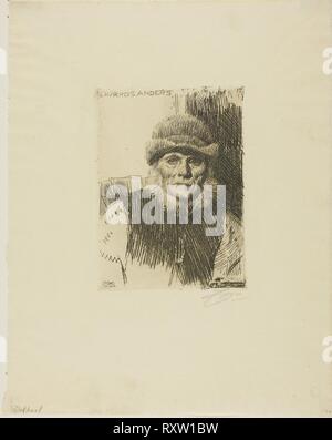 Dalecarlian Peasant (Lavards Anders). Anders Zorn; Swedish, 1860-1920. Date: 1919. Dimensions: 157 x 117 mm (image/plate); 322 x 253 mm (sheet). Etching on cream laid paper. Origin: Sweden. Museum: The Chicago Art Institute. Stock Photo