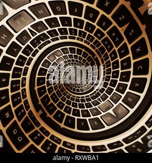 Drowning spiral Keyboard into infinity and beyond Stock Vector