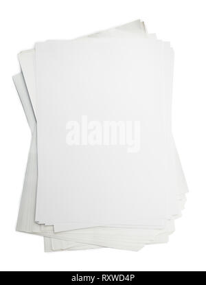 Stack white paper template isolated on white background with Clipping Path Stock Photo