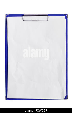Template for design: blank crumpled paper on clipboard. Clipping path Stock Photo