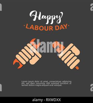 First of May with Clenched Fist, Happy Labour Day Stock Vector