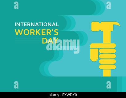 May First Internatinal Workers Day, Happy Labor Day Banner Stock Vector