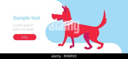 red guard security dog training center concept cartoon animal horizontal banner flat copy space Stock Vector
