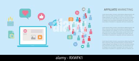 Affiliate - Inbound Marketing Strategy Concept Web Header Banner Stock Vector