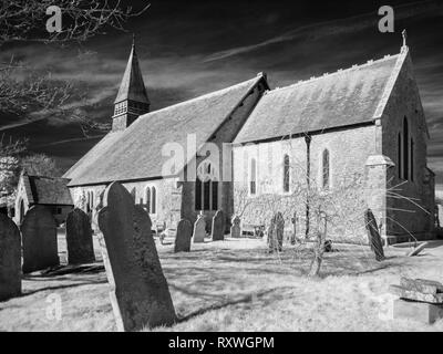 An infrared image of St Peter's Church in the town of Selsey in West Sussex, England. Stock Photo
