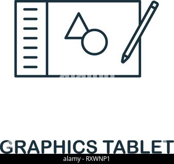 Graphics Tablet icon. Thin outline style design from design ui and ux icons collection. Creative Graphics Tablet icon for web design, apps, software Stock Vector