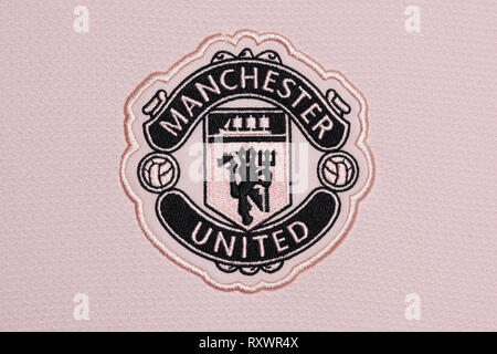 Close up of the 2018/19 Manchester United Away Kit. Stock Photo