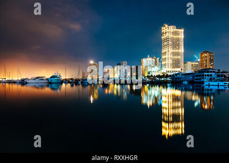 Skyline of Manila City and Manila Bay, Philippines Stock Photo