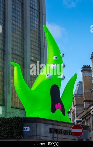 One of the inflatable monsters installed for the Halloween in the City event, House of Fraser (Kendals) building, Manchester, England, UK Stock Photo