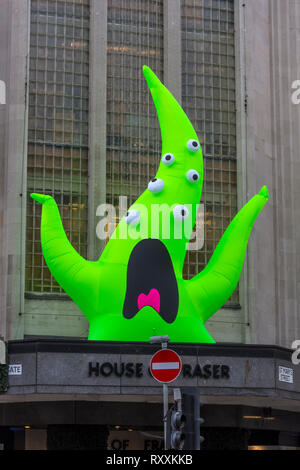 One of the inflatable monsters installed for the Halloween in the City event, House of Fraser (Kendals) building, Manchester, England, UK Stock Photo