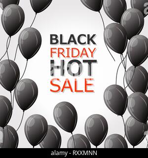 Vector illustration. Glossy 3d balloons. Black Friday sale poster. Stock Vector