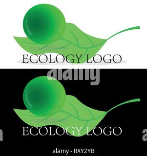 green leaf tree and flying ball eco logo Stock Vector