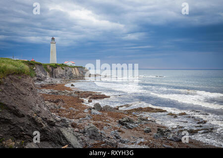 Cap des Rosiers Lighthouse in Quebec. Quebec, Canada. Stock Photo