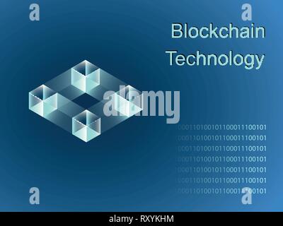 Blockchain vector colorful line icon or logo element on dark background Stock Vector