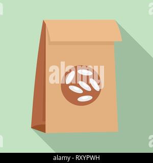 Rice package icon. Flat illustration of rice package vector icon for web design Stock Vector