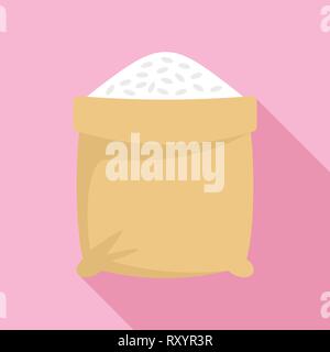 Open rice sack icon. Flat illustration of open rice sack vector icon for web design Stock Vector