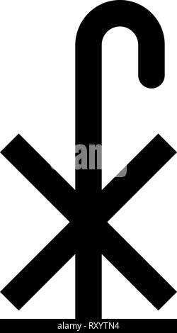 Cross monogram X Symbol Saint Pastor sign Religious cross icon black color vector illustration flat style simple image Stock Vector