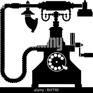 Vintage telephone retro rotary plate Antique phone Old phone Retro phone Rarity telephone Vintage phone Antique telephone Rarity phone icon black colo Stock Vector